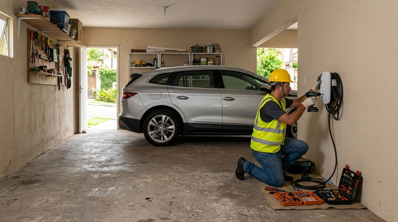 Instalacao de carregador de carro eletrico residencial em Duque de Caxias‑RJ