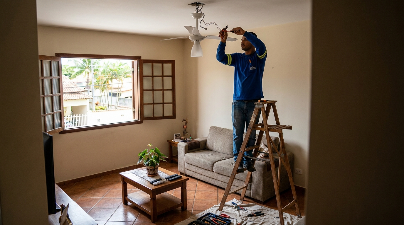 Instalacao de ventilador de teto profissional em Duque de Caxias‑RJ